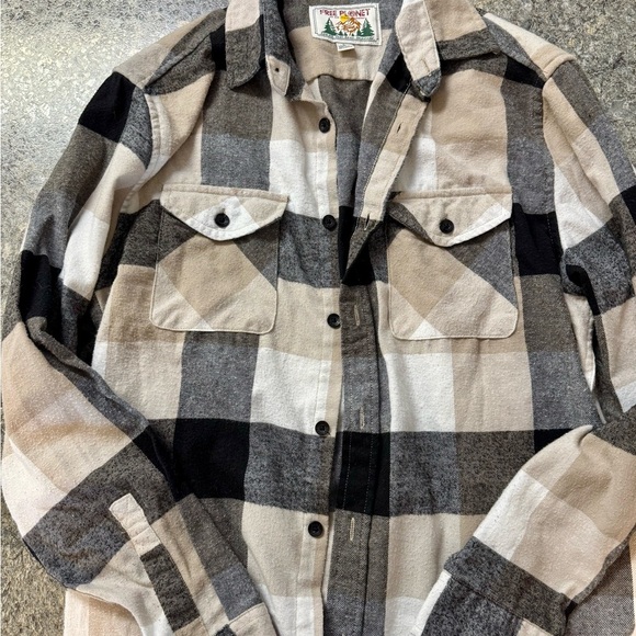 Free Planet Black and Tan Checkered Shirt - Picture 1 of 4